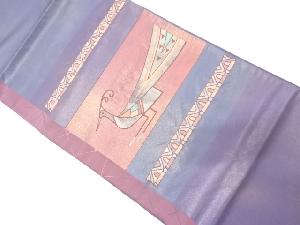 横段に鳥模様織り出し　袋帯